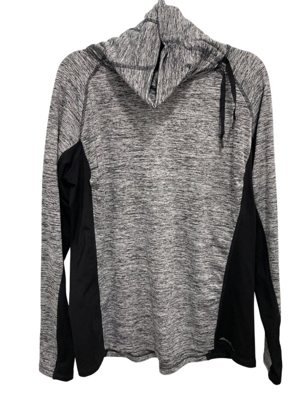 Eddie Bauer Motion Pullover XL Drawstring Turtleneck Heather Gray Black Outdoor